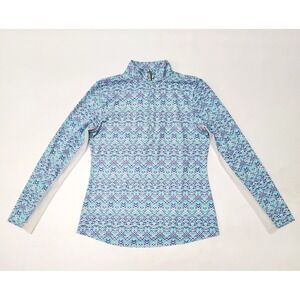 Cabana Life Women's Zippered Polo Rash Guard Long Sleeve size S